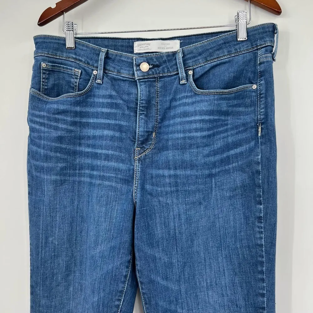 Levi's shaping mid rise bootcut denim blue jeans zip button pockets plus size 16 - Image 8