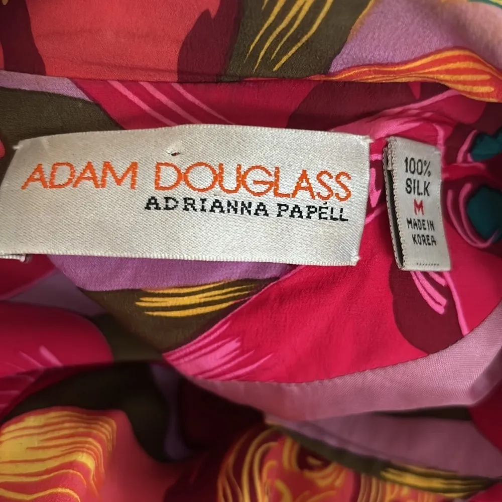 Adam Douglass 100% Silk 2 Button Bright Floral Hawaiian Jacket Blazer M Pockets - Image 9