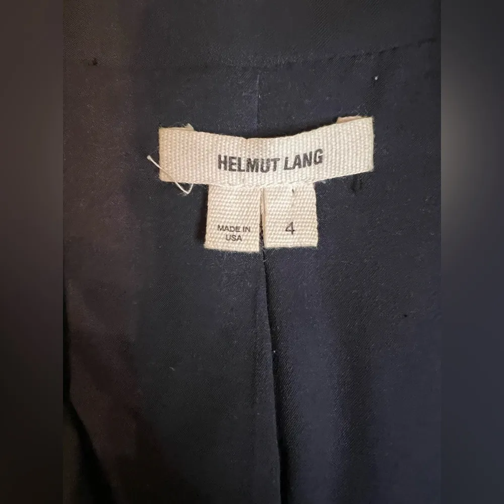 Helmut Lang Navy Wool Blend Front Overlap Blazer Size 4 - Image 2