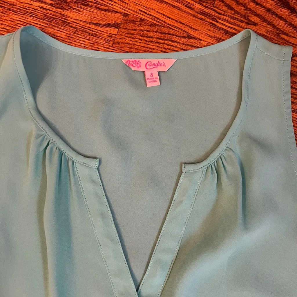 Candies Y2K “Going out Top” sleeveless tank in teal size small Blue Size M - Image 2