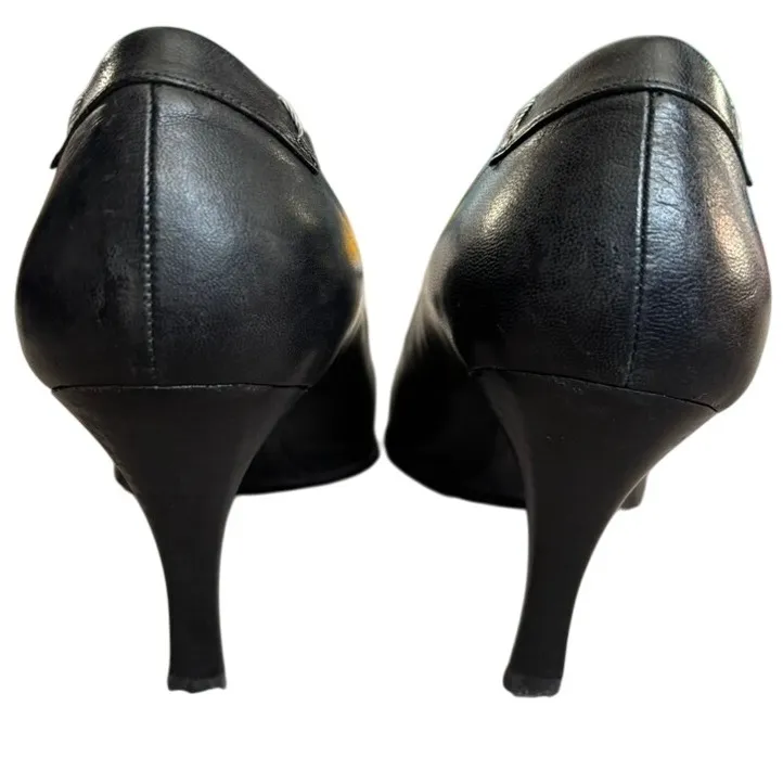 Vintage BCBG Maxazria Leather Pumps Sz 8.5B Black Made in Italy pointed Toe Chic - Image 6