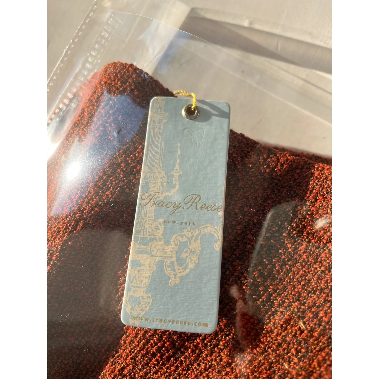 Tracy Reese New York Fringed Collar Dress‎ Size 4 Rust Textured Sheath - Image 10