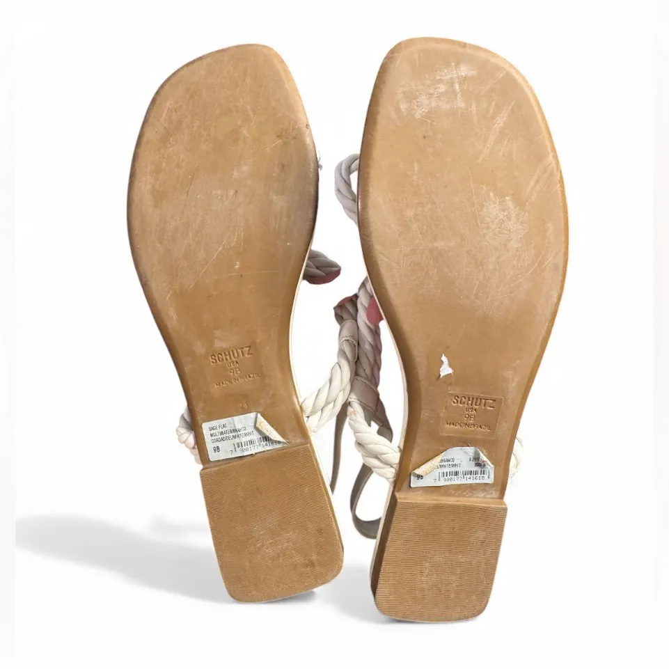 Schutz Braided Leather Sandal white - 9 bridal summer classic casual resortwear - Image 4