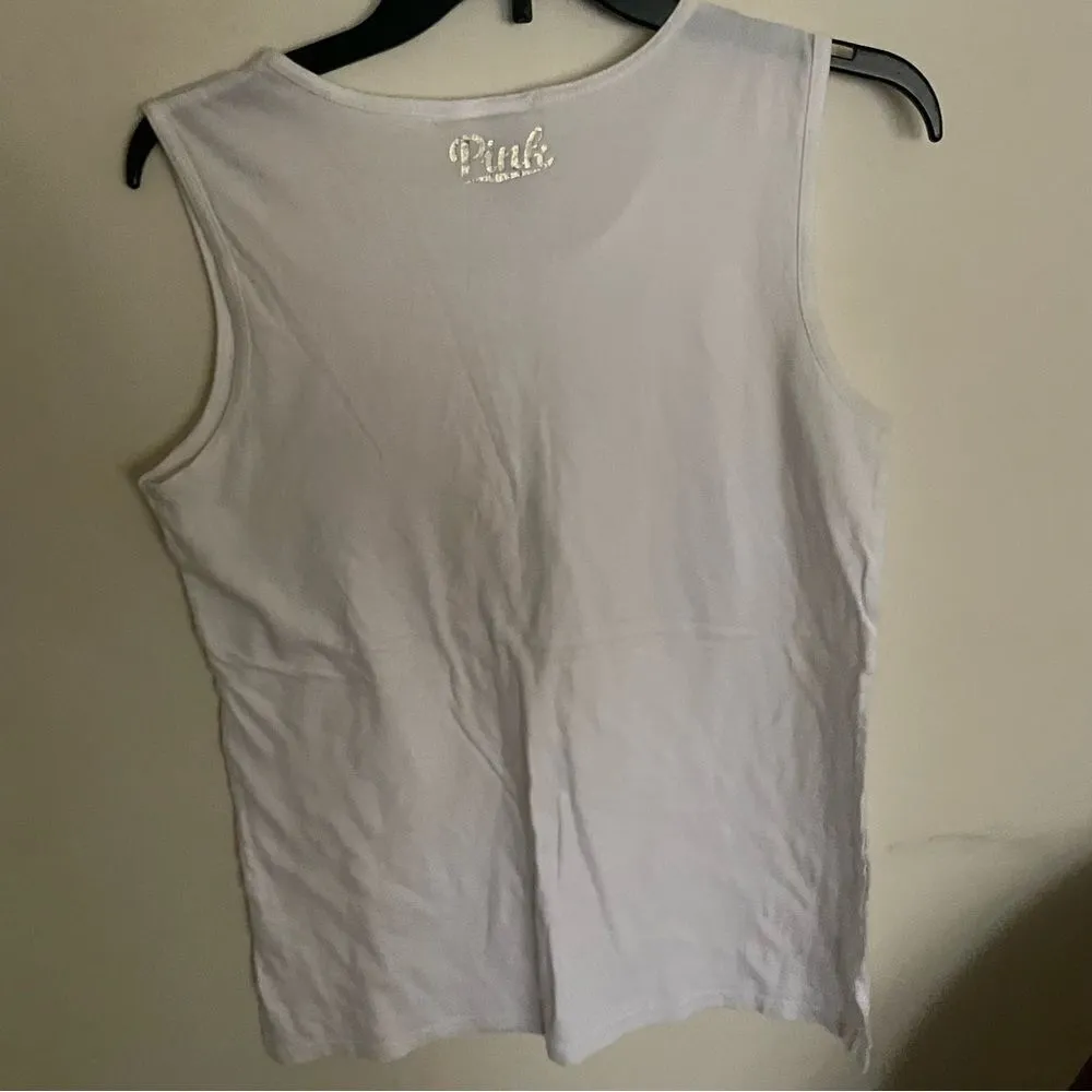 Pink Victoria's Secret Bling White Sequin Pineapple Tank Top - Image 5