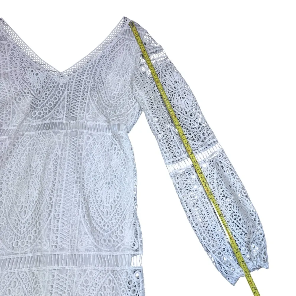 NWT Chico's White Lace V-Neck, Beach Vacation Dress, Tassel Ties Size Small - Image 13