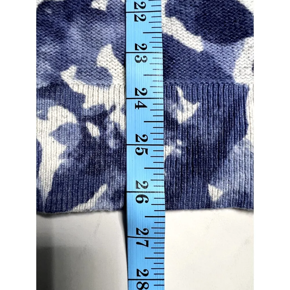J. Jill Pure Jill Blue Floral Camo Sweater Cotton Blend Lagenlook Oversized Sm - Image 10