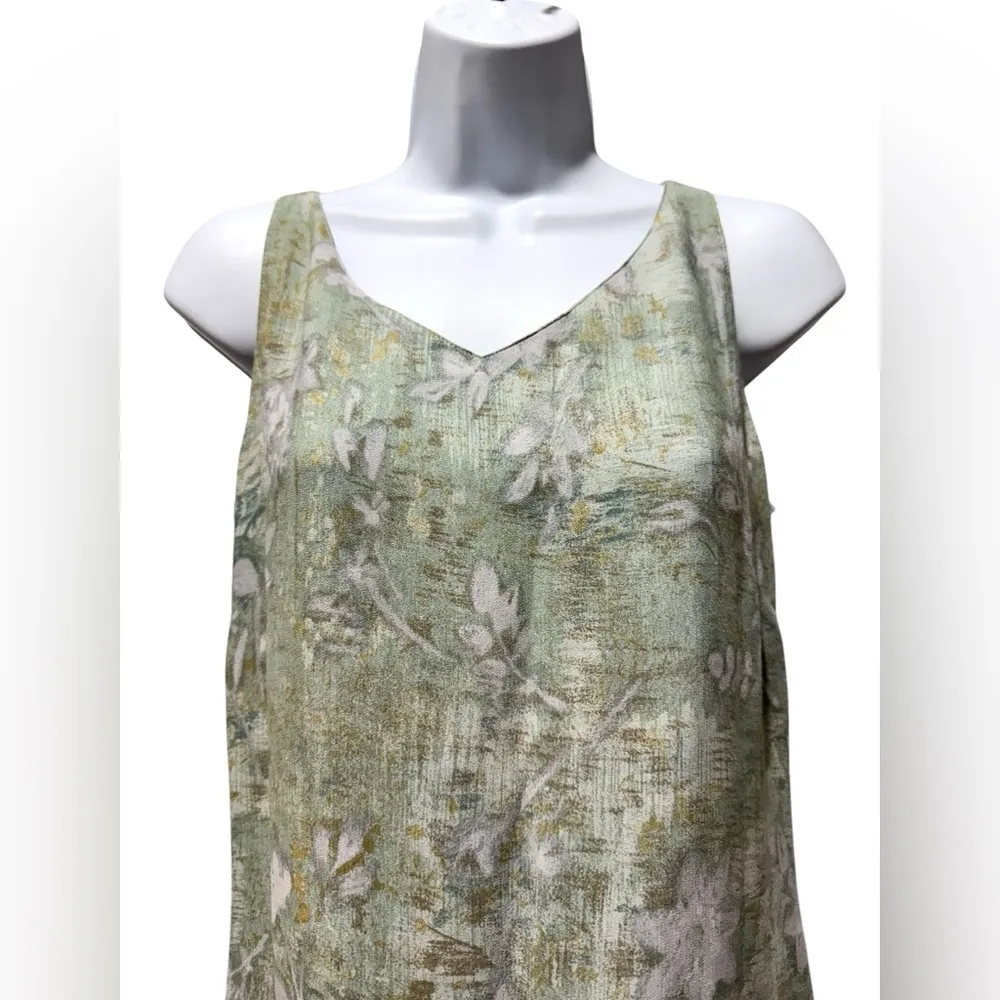 Sigrid Olsen Green Floral Maxi Dress Size 6 Boho Beach Resort Wear - Image 2