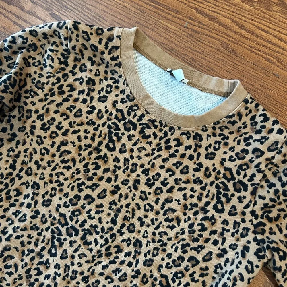 J. Crew Leopard Crewneck Sweatshirt Size XS Animal Print - Image 3