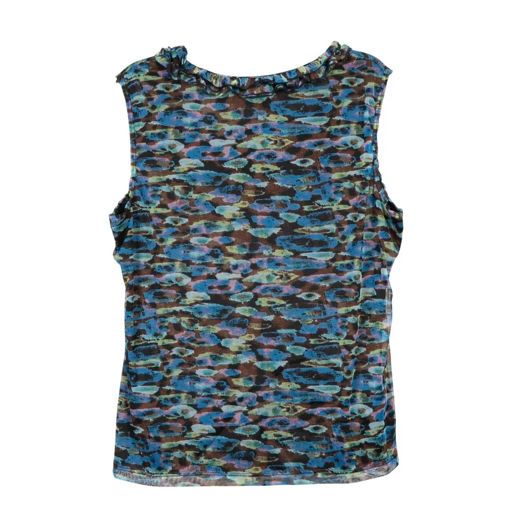 Notations Tank Shirt XL Womens NEW Ruffle Scoop Neck Abstract Top Sleeveless - Image 5