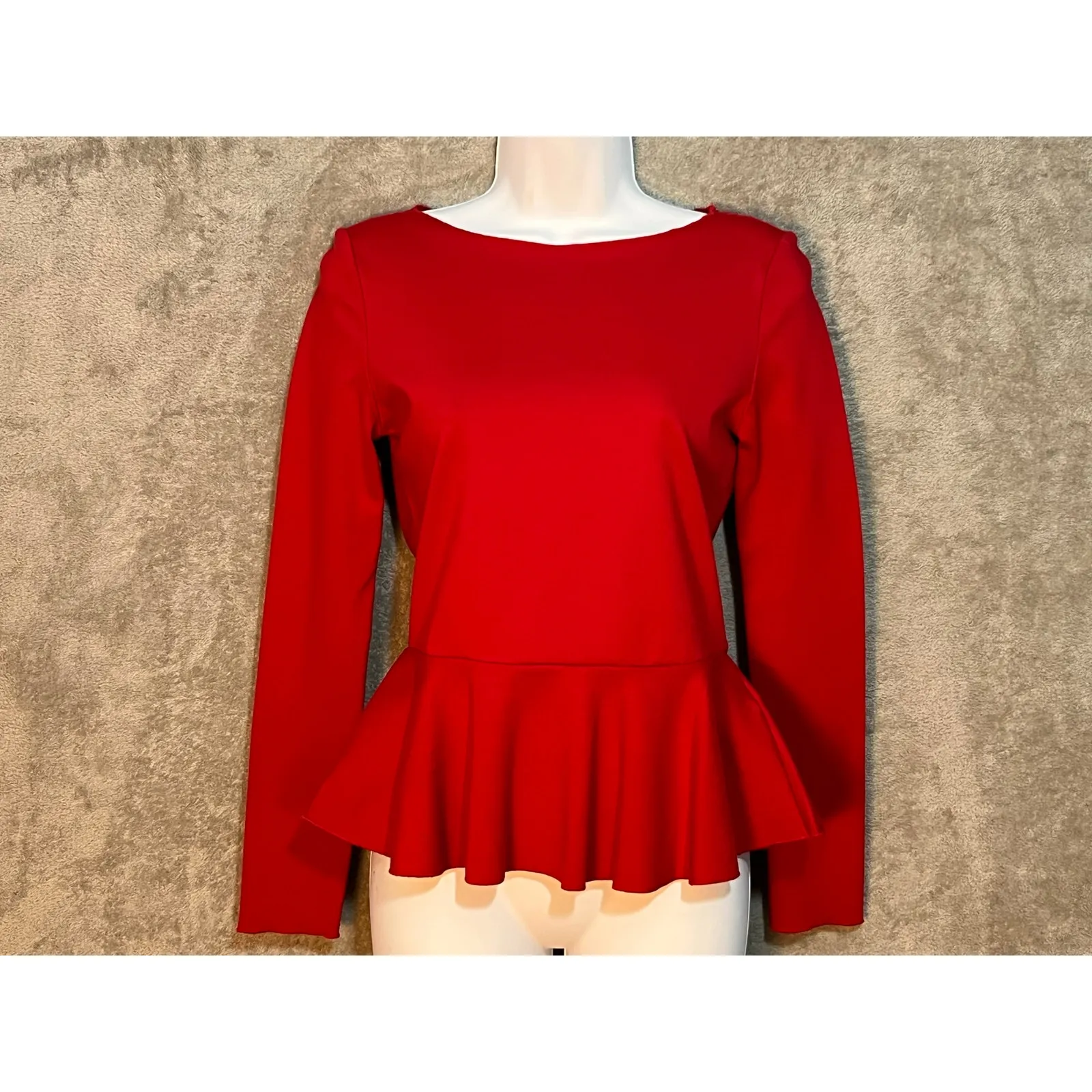 Jason Wu Peplum Blouse Small Red Dressy Office Siren Twee Valentines Day NWT - Image 2