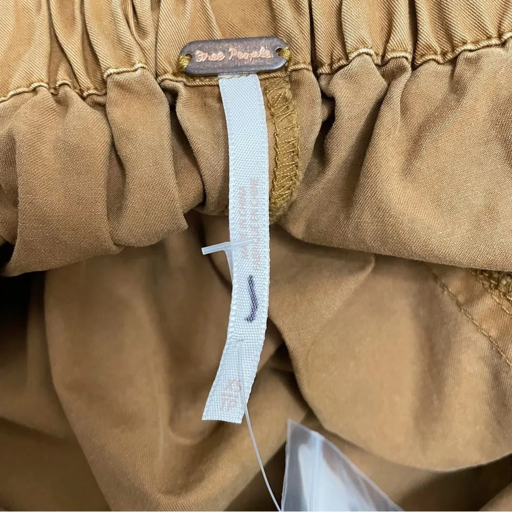 NWT Free People High Rise Pleated Lightweight Cotton Pants Acorn Brown Size XS - Image 7