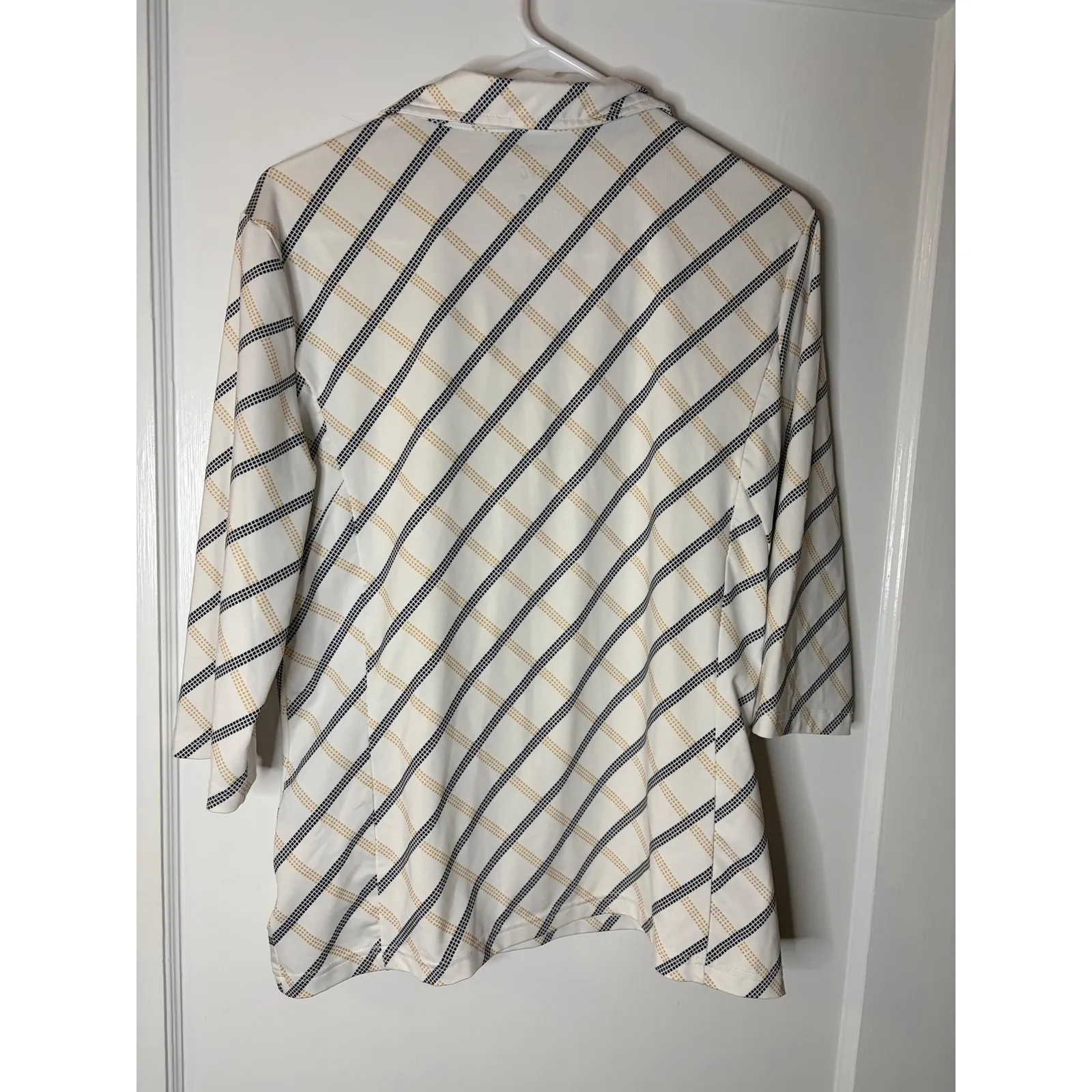 NIVO SPORTS N'vo Womens Golf Polo Shirt Top White Plaid Print Size L Size L - Image 3