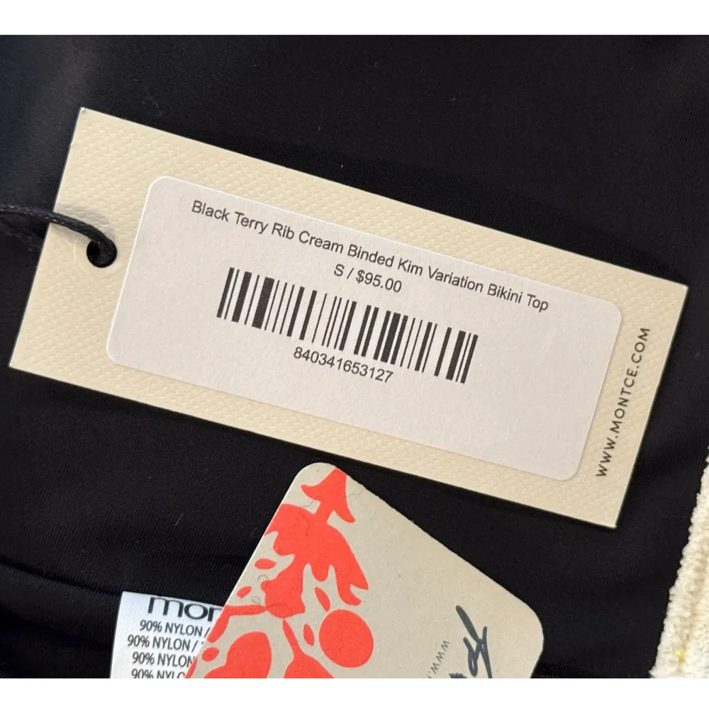 NWT Montce Binded Terry Rib Kim Variation Bikini Top Size Small Black - Image 6