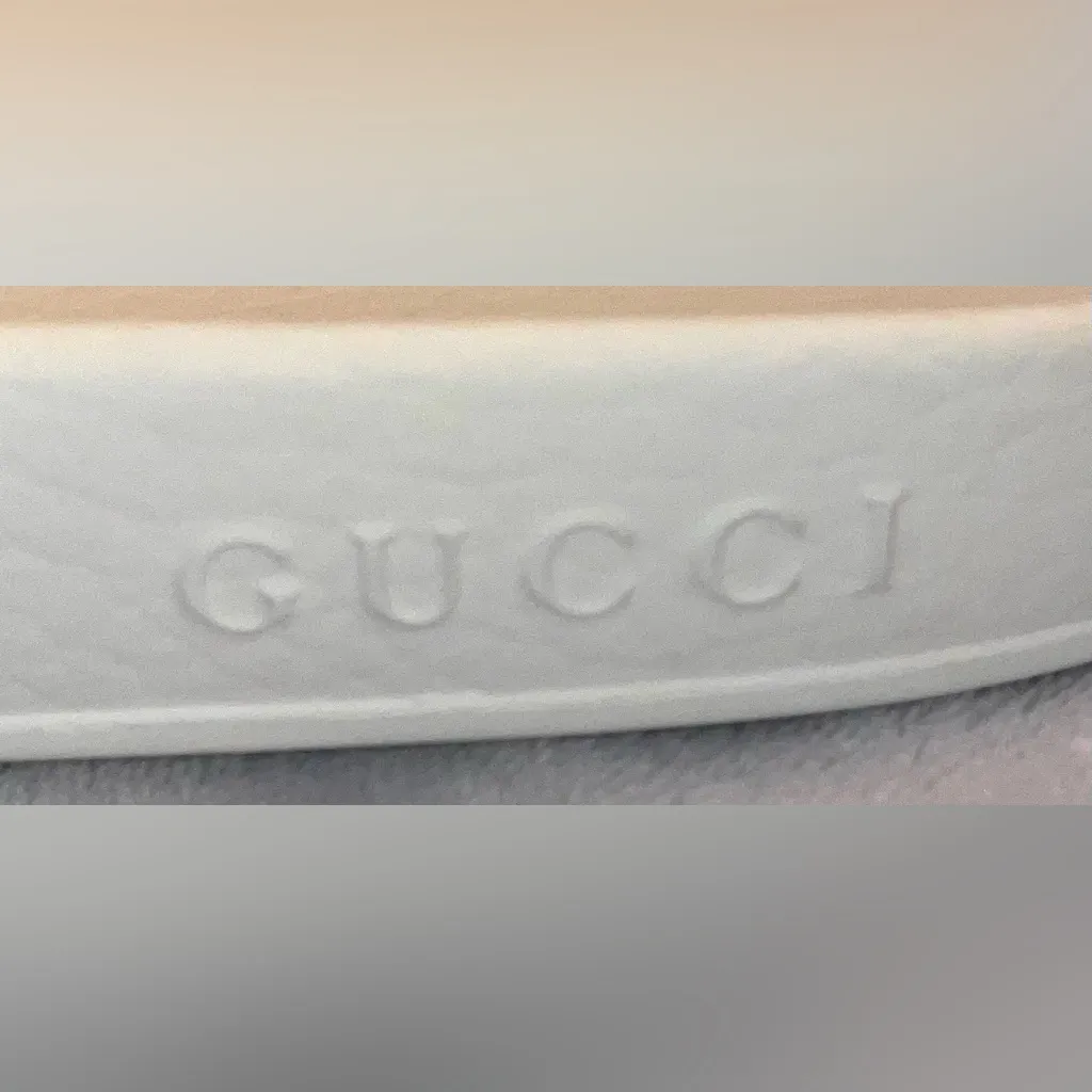 Gucci Women Size 38 US 7.5-8 Authentic Pursuit GG Perforated White Rubber Slides - Image 11