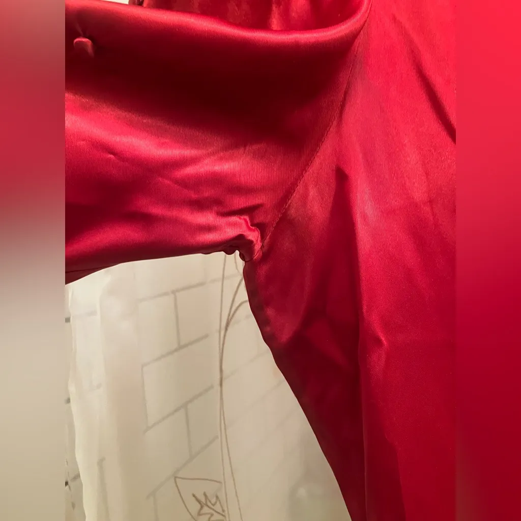 Vintage 1930s / 1940s red satin dress, medium - Image 3