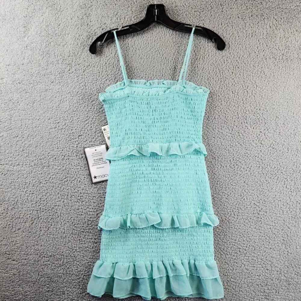 Bebe Smocked Ruffle Mini Dress in Aqua, Size M New w/Tag Retail $109 - Image 7