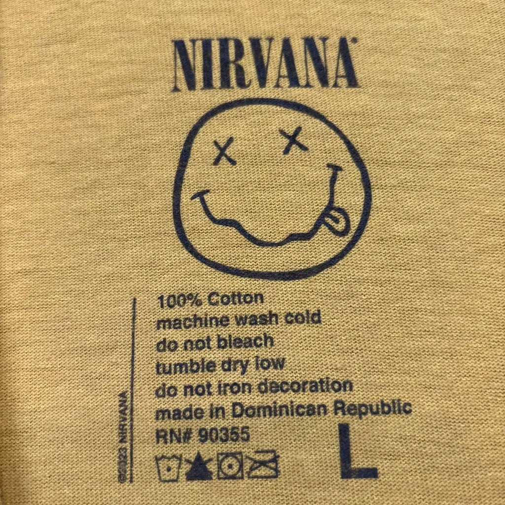 Nirvana Nevermind Grunge Band Mineral Wash T-Shirt Size Large - Image 4
