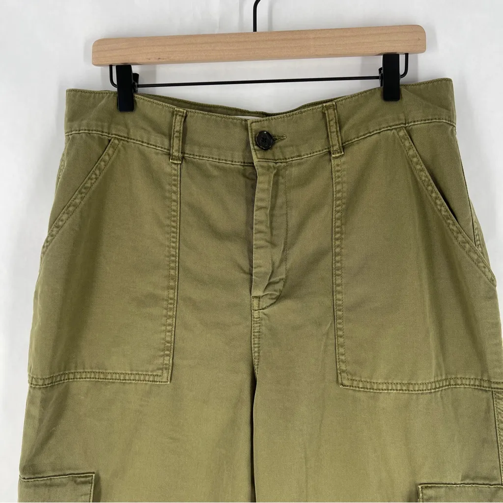Boden Olive Green Cotton Cropped Cargo Trouser Pants Size 10 - Image 4