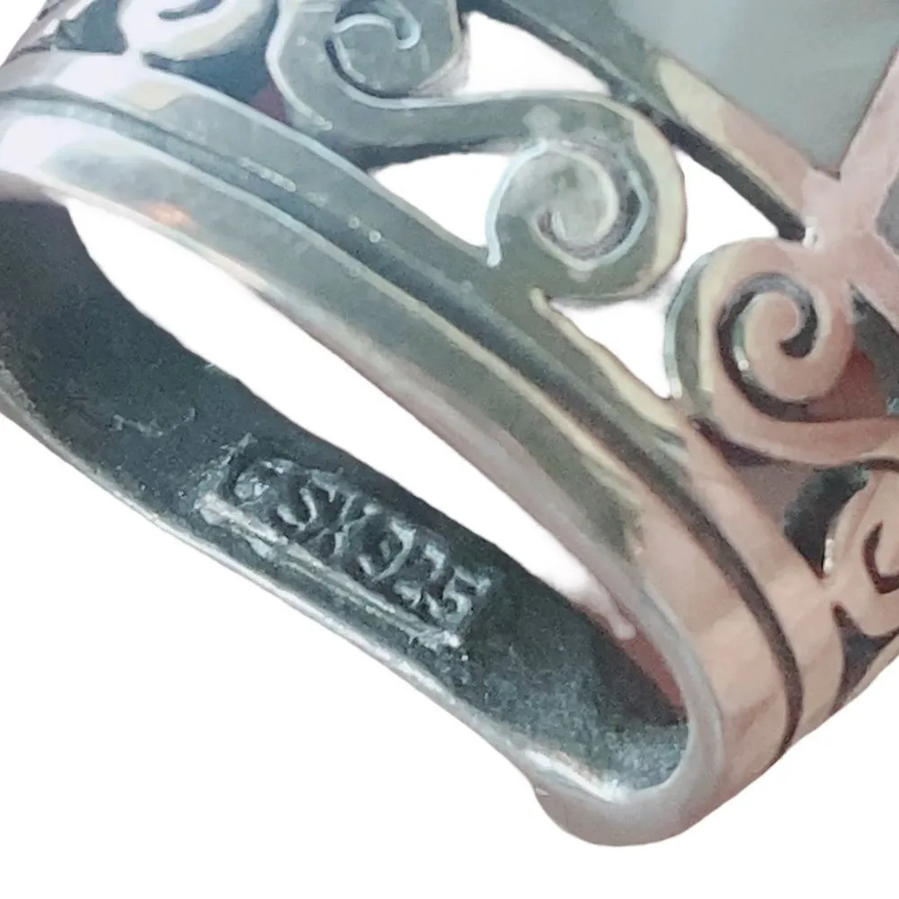 Signed CXS THAILAND Mother of pearl and black onyx Statement pendant - Image 5