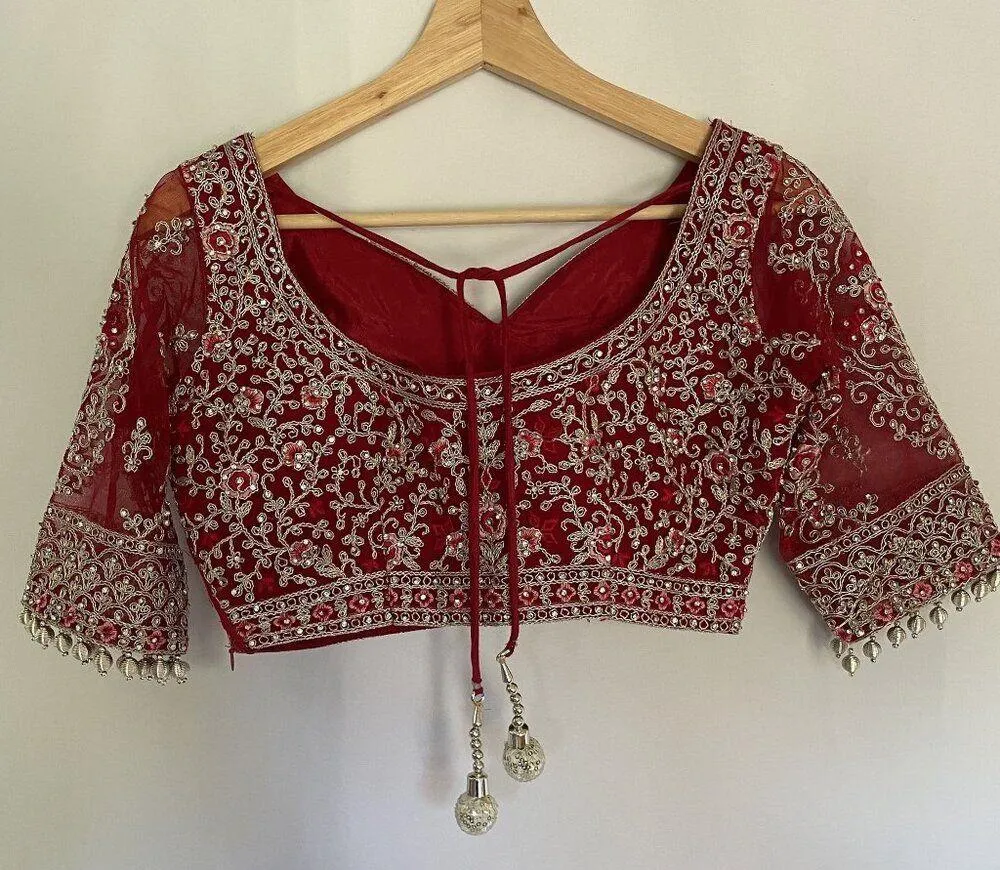 Chandni Exclusive red and gold lehenga embroidered skirt top indian traditional Size XS - Image 15