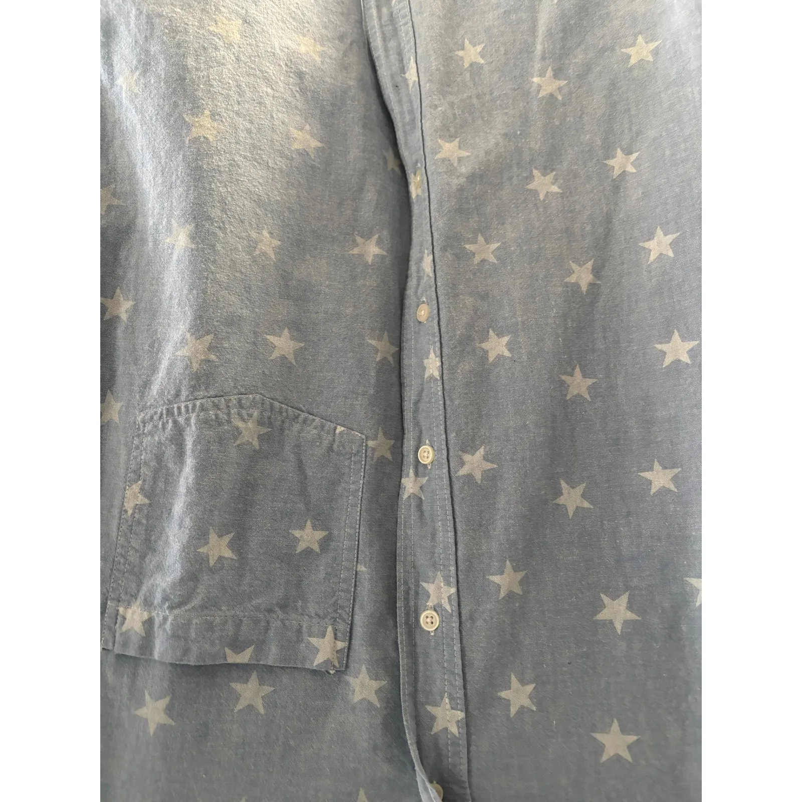 Vintage Denim Star Shirt Womens M Light Wash Cotton Chore Western 90s Concert Blue Size M - Image 3