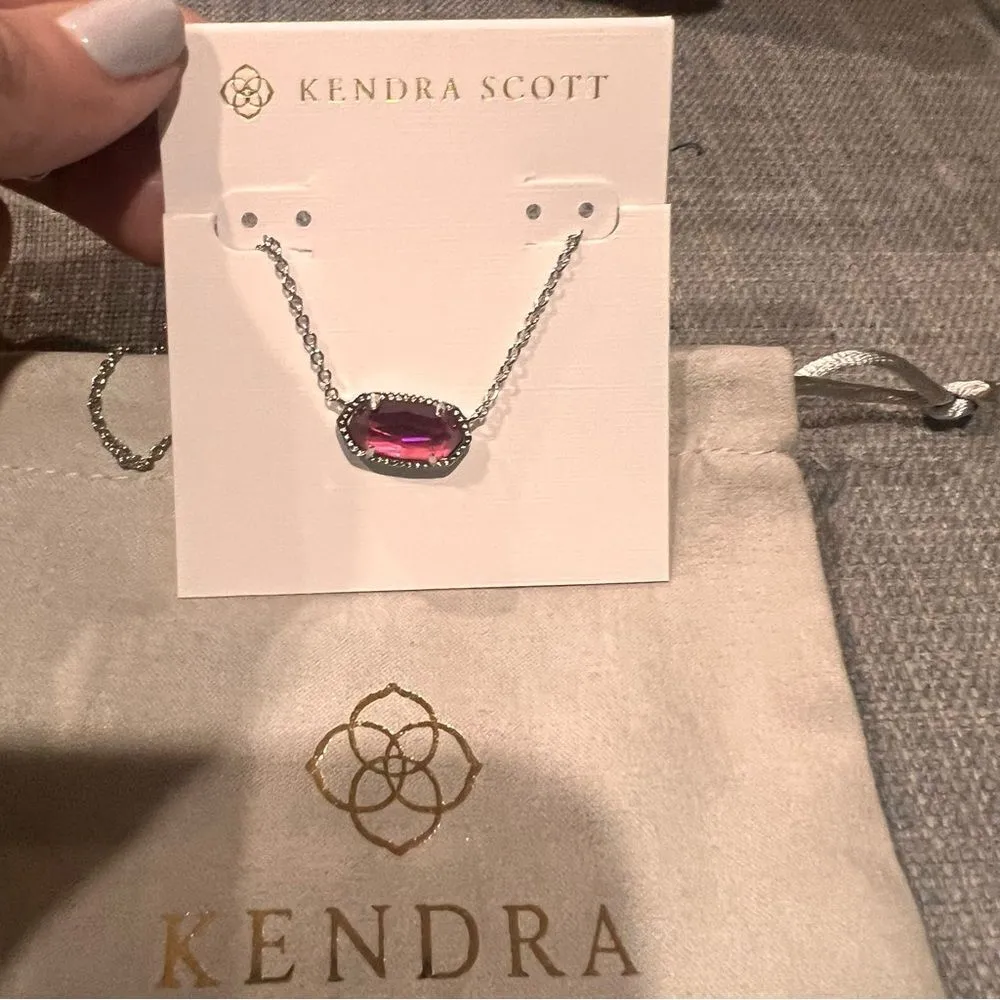 NWOT Kendra Scott Elisa Silver Pendant Necklace in Berry‎ Glass - Image 6