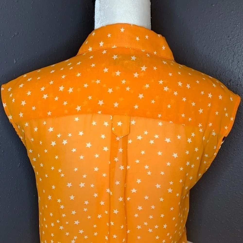 Camilla Tree collared button down tie front tank Orange - Image 6
