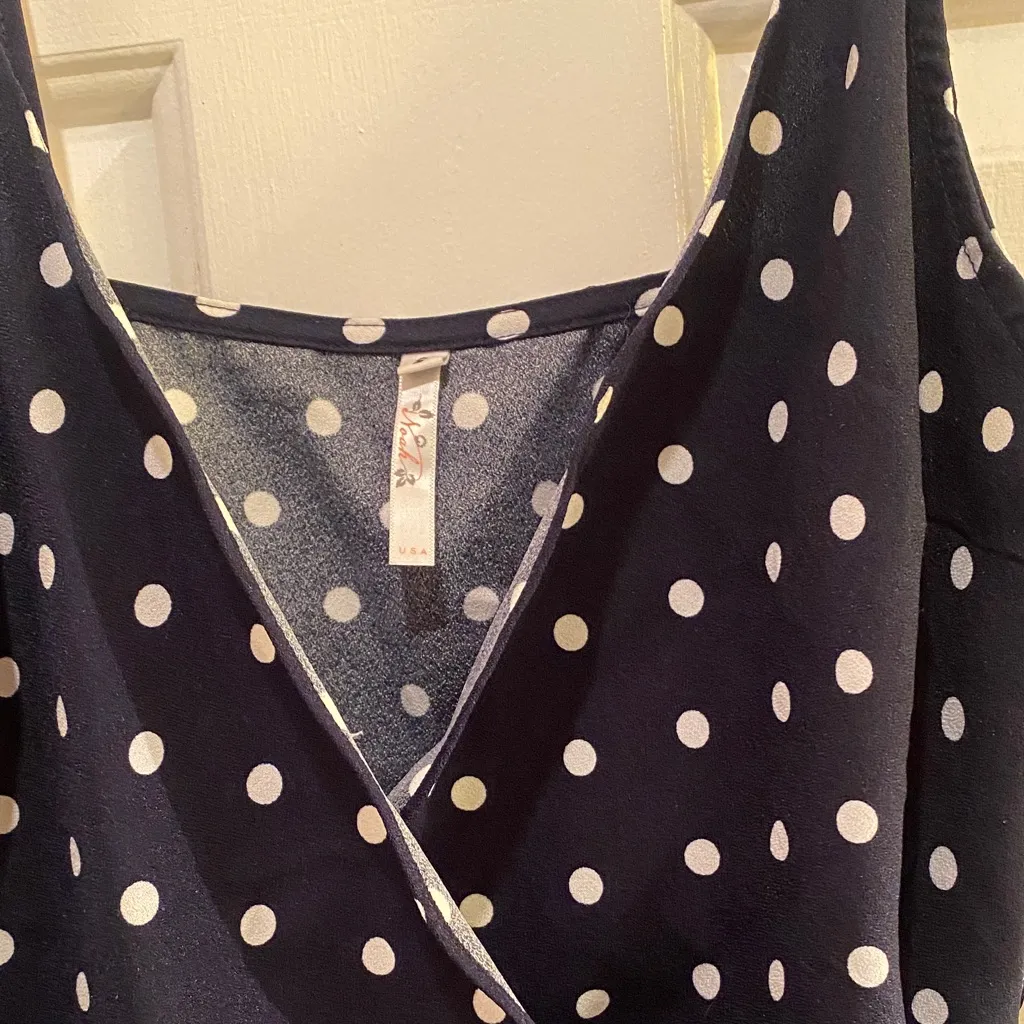 Navy Polka Dot Mini Dress Black - Image 4