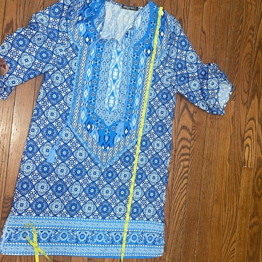 Urban Coco  Blue Patterned Women's Dress - Image 12