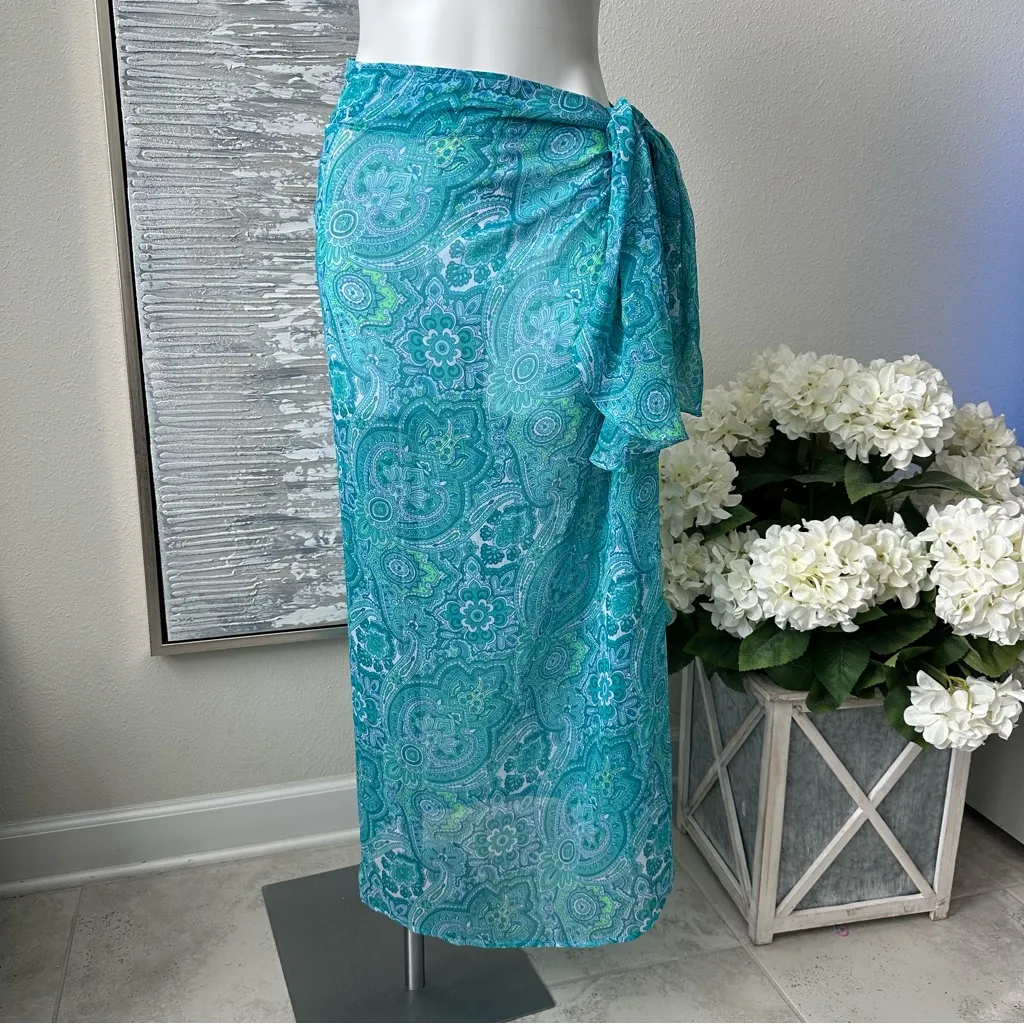 BLEU ROD BEATTIE Coastal Cool Long Chiffon Ruffle Pareo Cover Up - Image 2