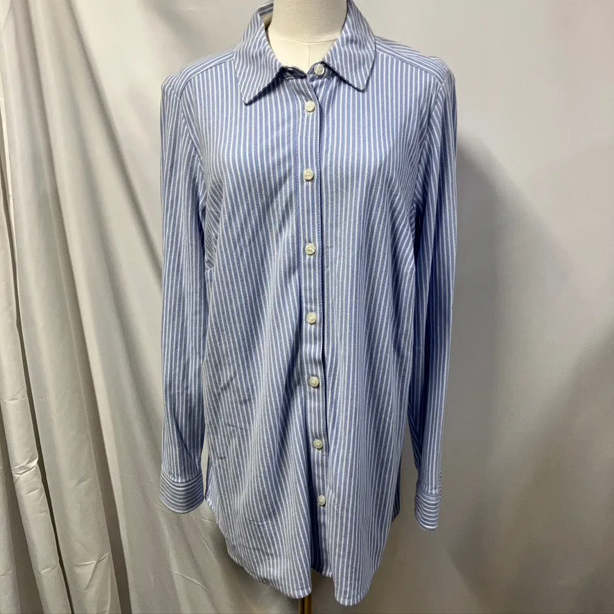 Charter Club Striped 100% Cotton Button Up Shirt Womens 1X Soft Preppy‎ Coastal - Image 2
