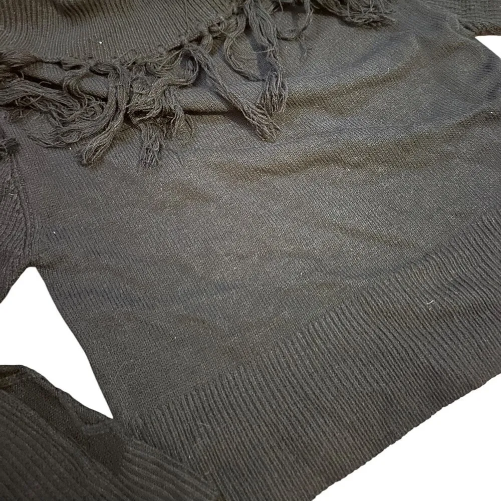 Hidden Brand Boat Neck fringe sweater Black Size L - Image 3