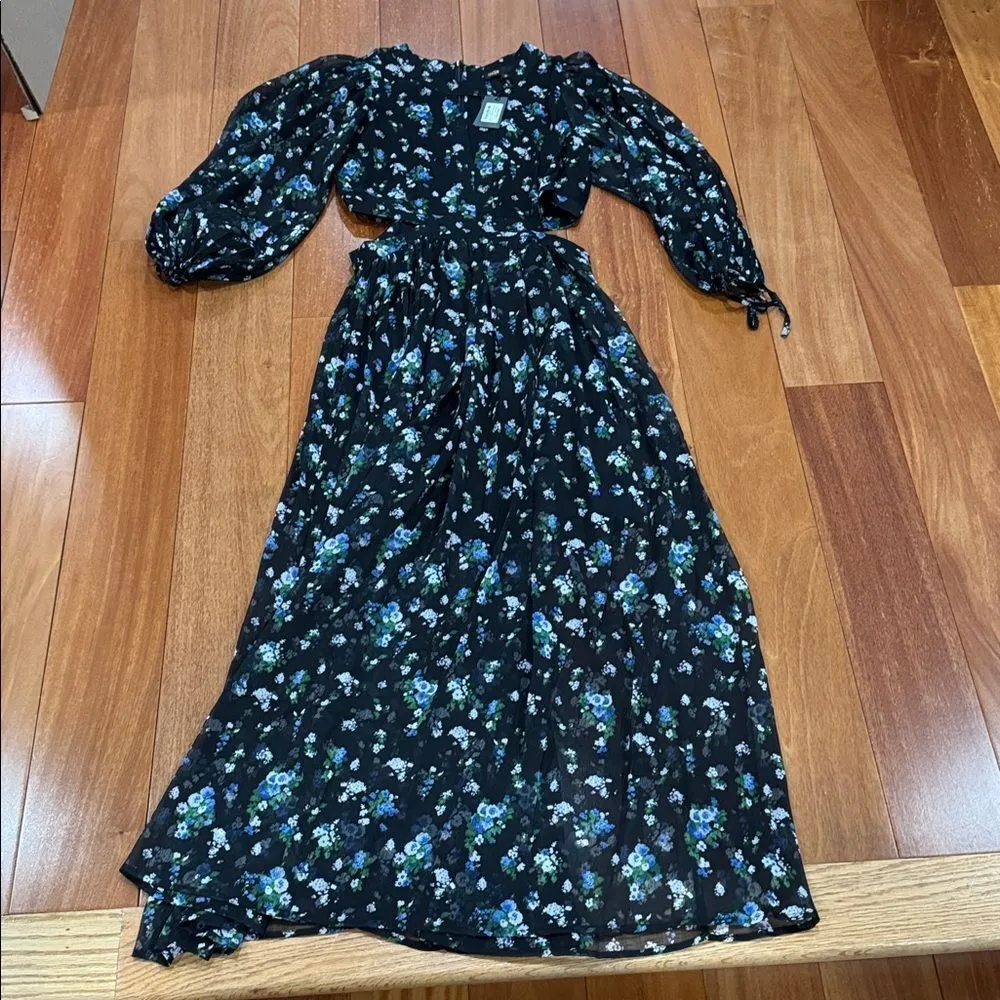 NWT MAJE Risof Maxi Cutout Elegant Black Floral Women's Dress size 38 - Image 6