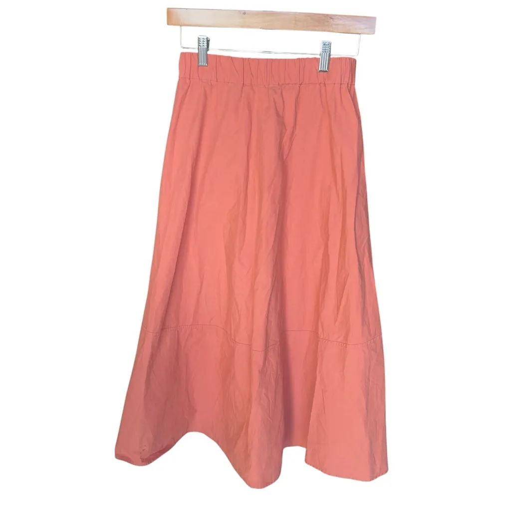 ba&sh Piel Blush Pink Gathered Cotton Poplin Midi Skirt Size 2/ XS - Image 3
