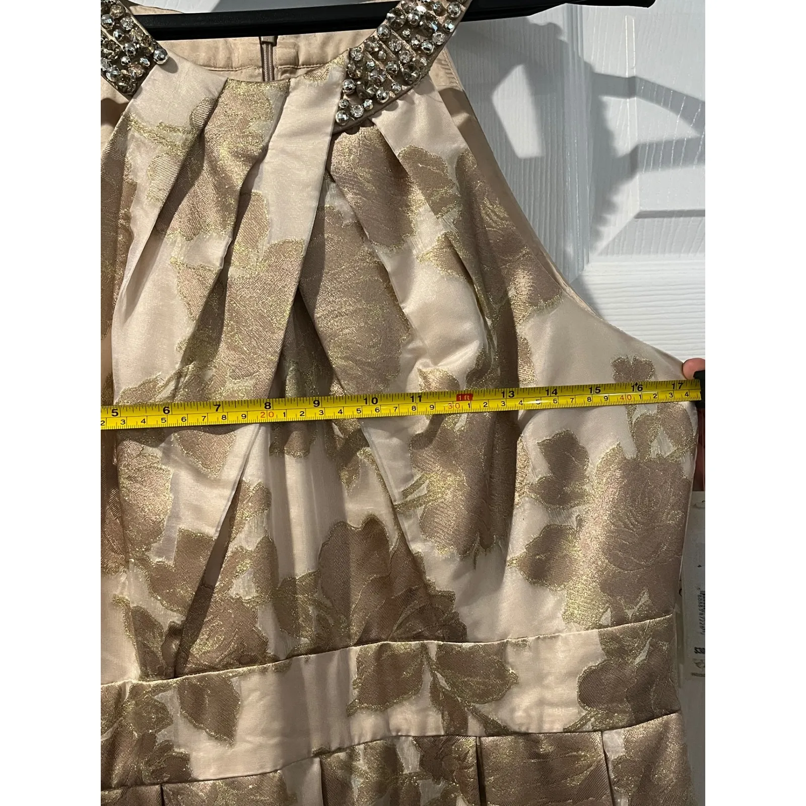 Eliza J. Women's Maxi Dress‎ Sleeveless Embellished Neckline Gold Floral - Image 6