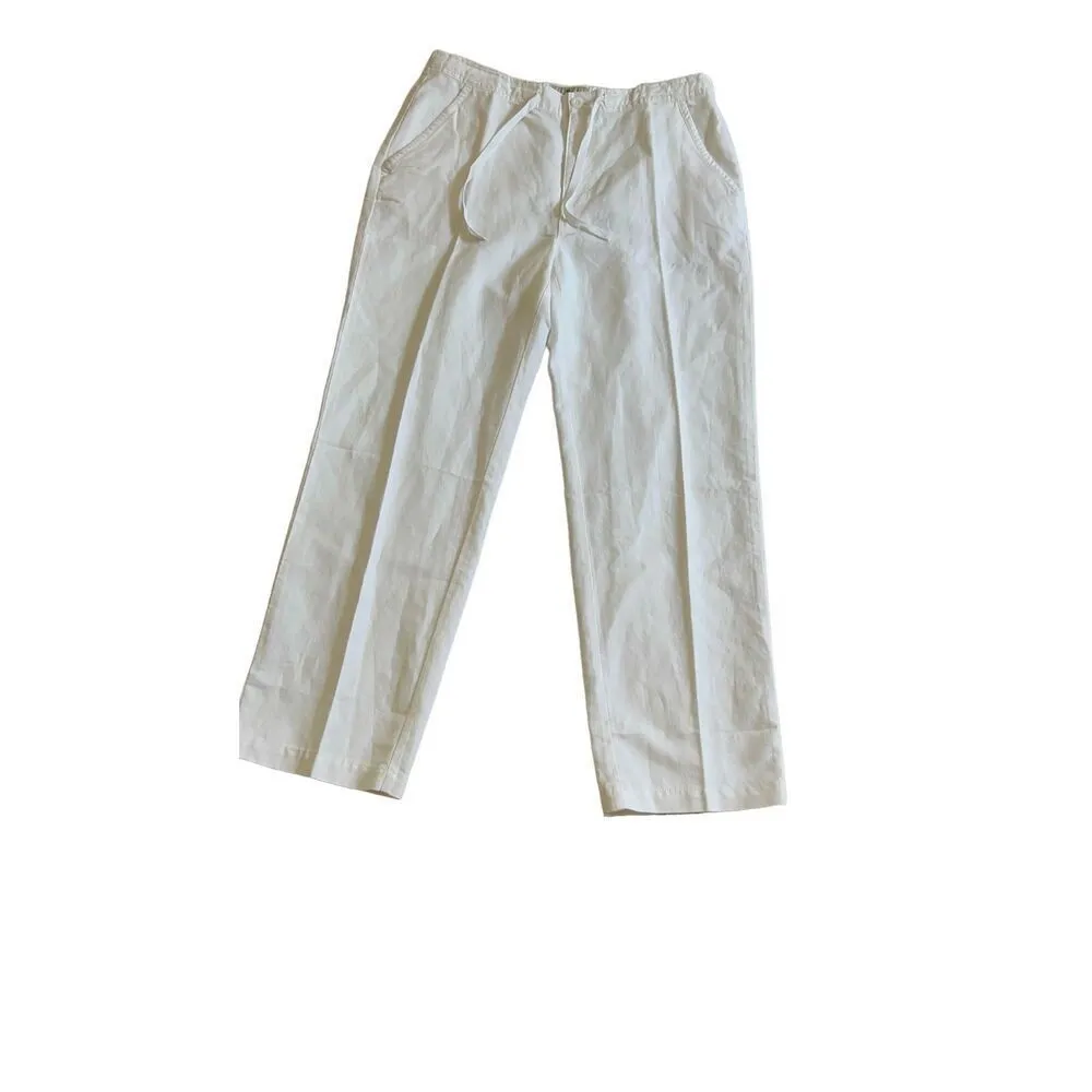 Island Shores White Linen Pants Large - Image 2