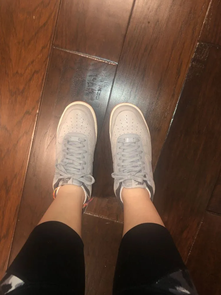 Nike Grey Leather Air Force Ones  - Image 6