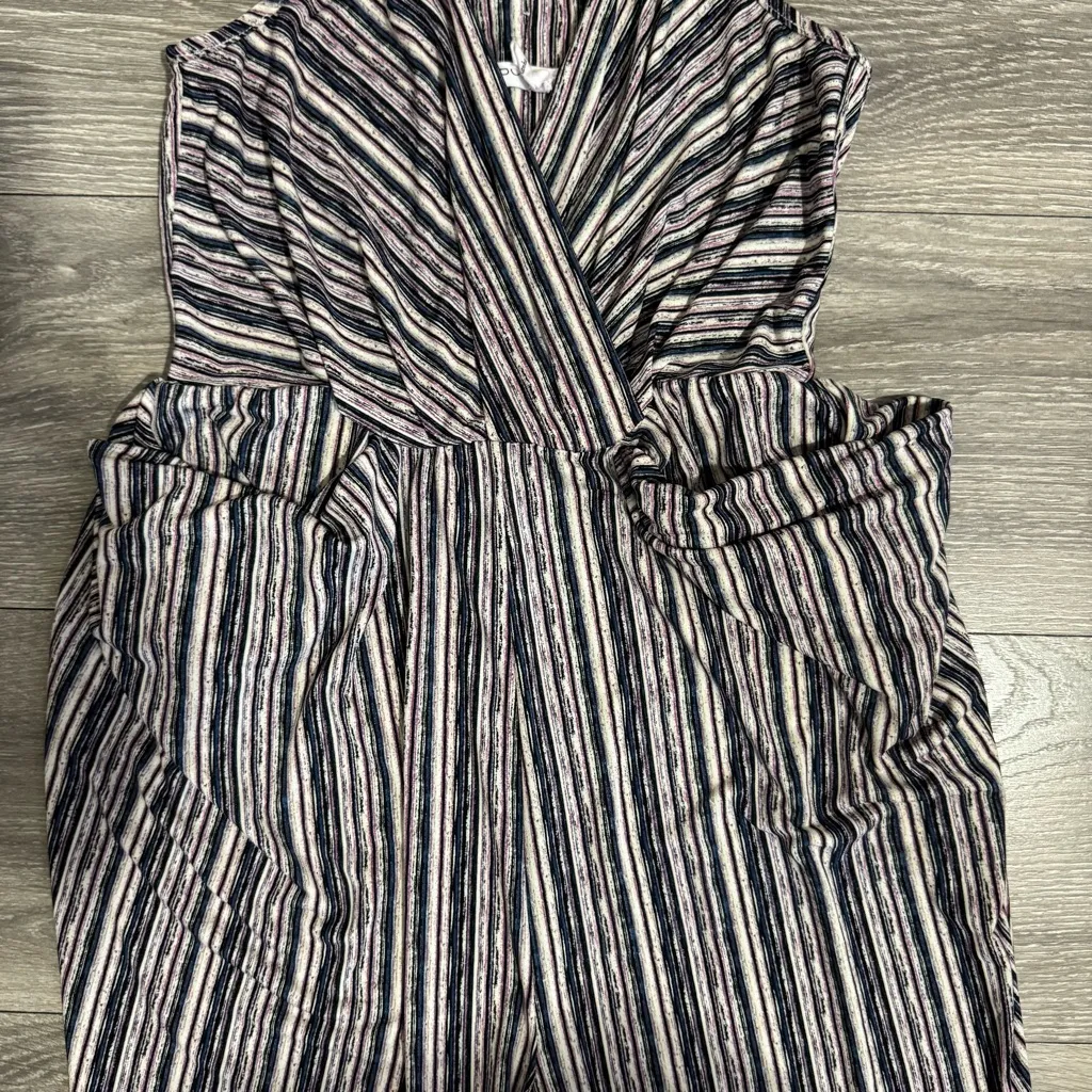 BCBGeneration Women Multicolored Striped Sleeveless‎ Stretchy V-Neck Jumpsuit XS - Image 5