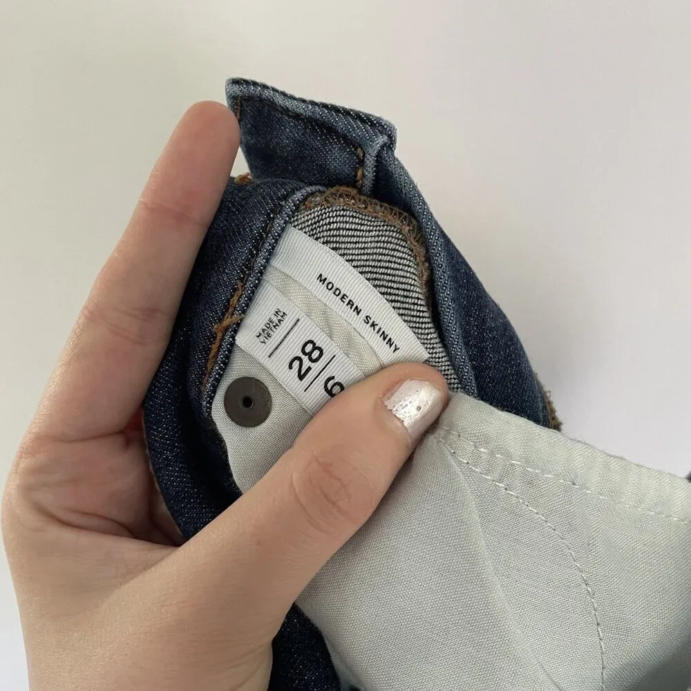 Ann Taylor Loft women's blue jeans denim style size 28 modern skinny line detail - Image 8