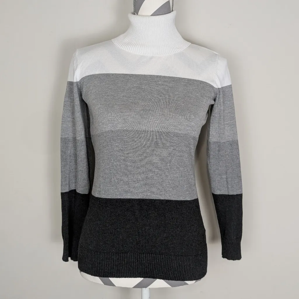 Premise Gray and Black Colorblock Turtleneck Sweater Small - Image 7