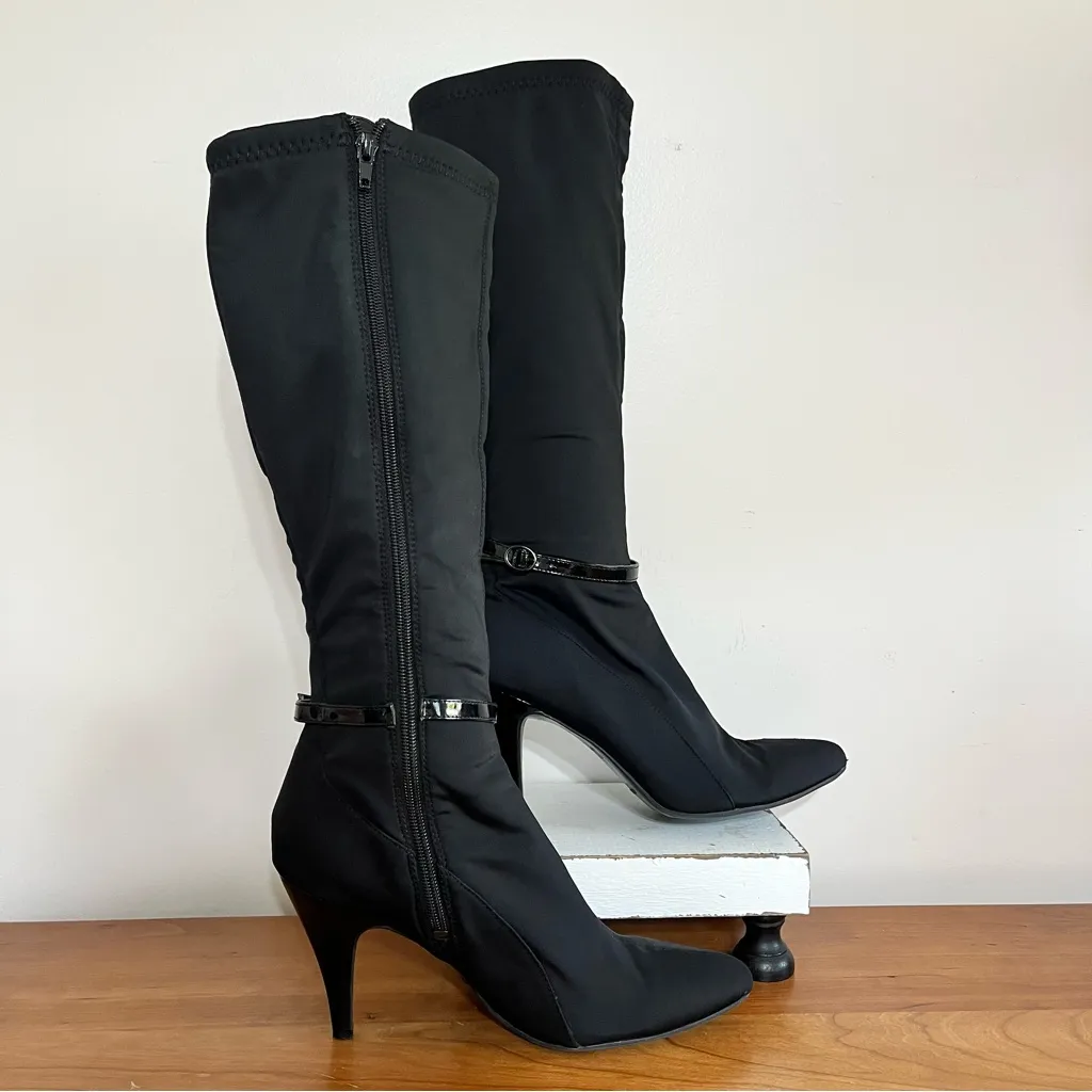 Nine‎ West Brantyn Boots Womens Size 8M Black Stiletto Heel Stretchy Uppers - Image 3