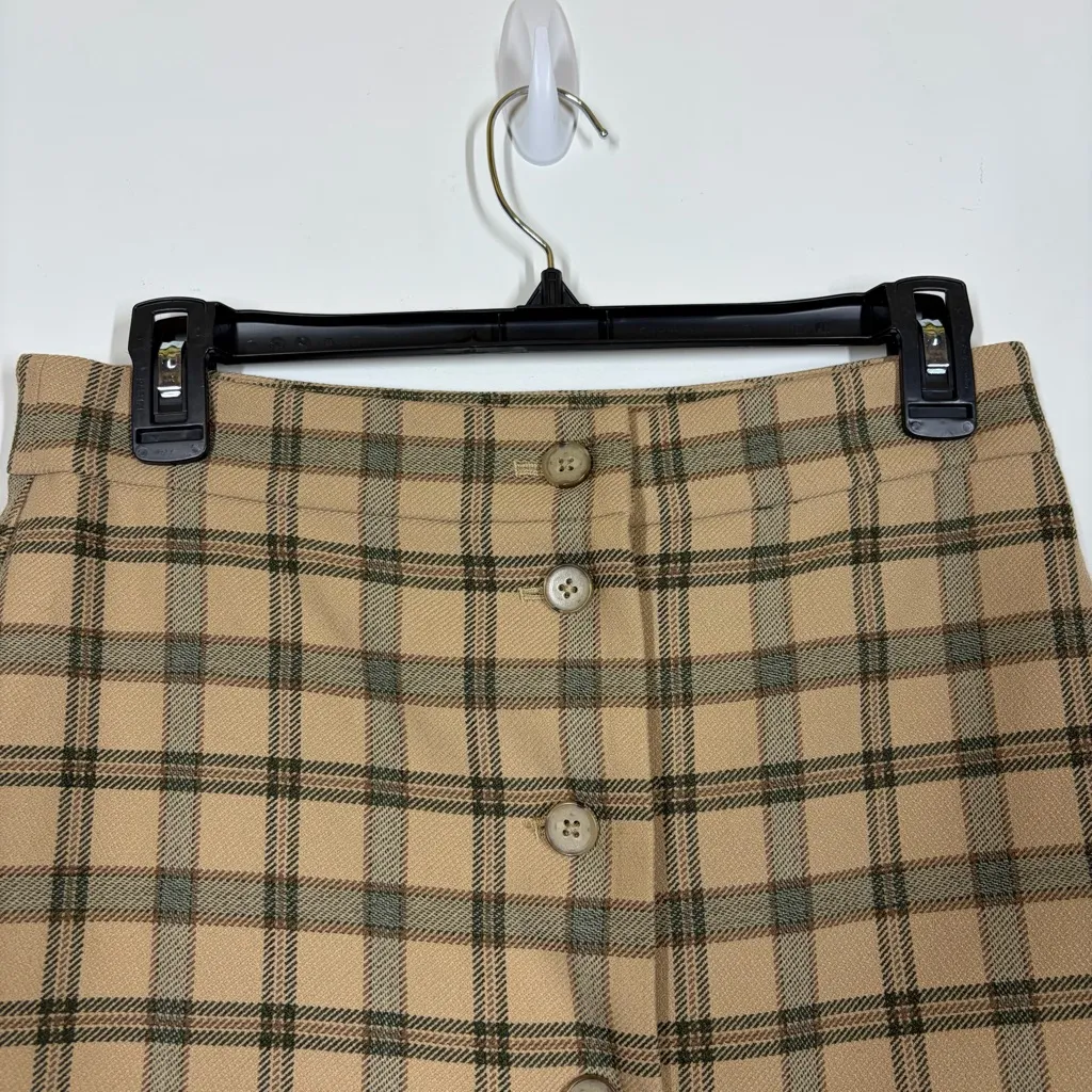 Aritzia Wilfred Tai Plaid Button Front Skirt Size 6 - Image 3
