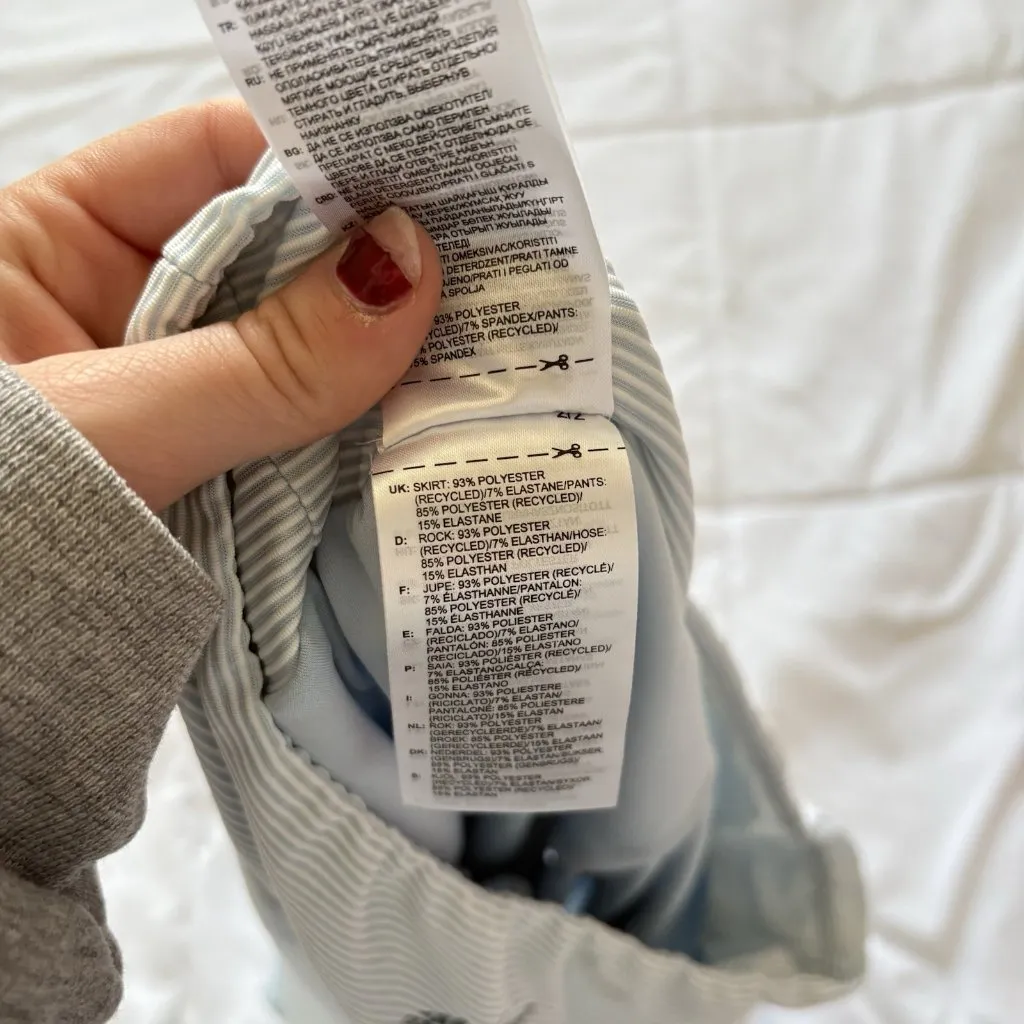 Adidas Parley Womens Size Large White Blue Skirt Skort Striped Golf Tennis - Image 4