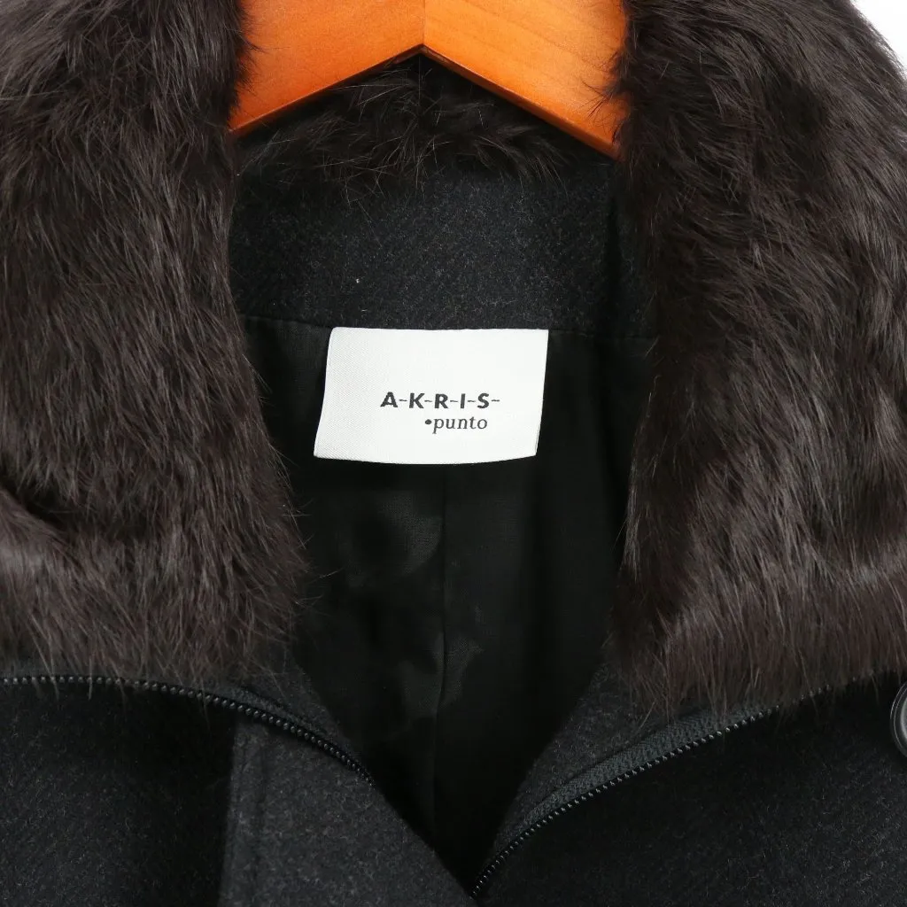 Akris Punto Fur Collar Charcoal Gray Black Zip Front Jacket 14 - Image 2