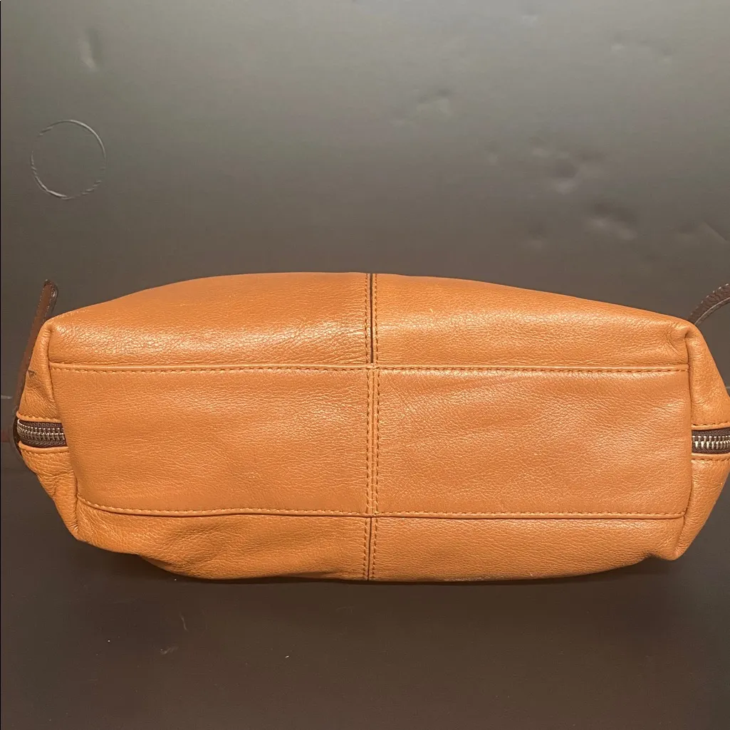 Francesco Biasia Leather Zip Stud Strap Purse Caramel Chocolate Orange - Image 6