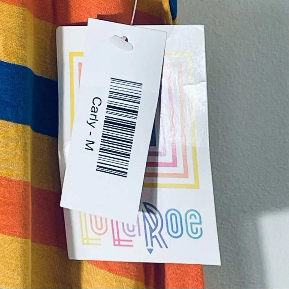 LuLaRoe Oranges and Blue Carly Dress Midi/Maxi Dress Size M NWT - Image 5