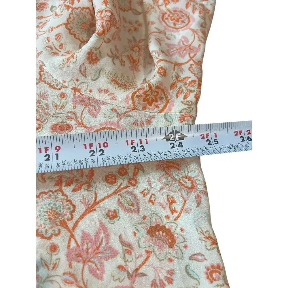 Rose & Olive Orange Floral Pintuck Pleat Tunic Sheer Flowy 3/4 Sleeve Top 2x - Image 12