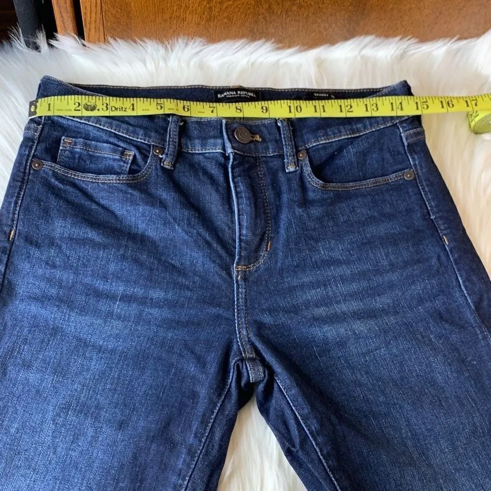 Banana Republic Mid Rise Skinny Jeans Dark Wash Size 28 - Image 9