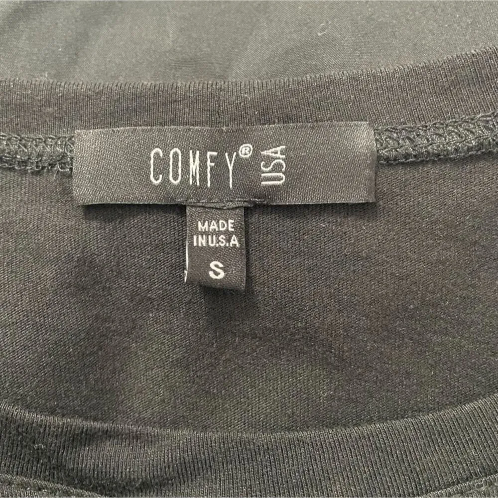 Comfy USA Size Small Top Blouse Tunic Black Short Sleeve Boho Lagenlook - Image 6