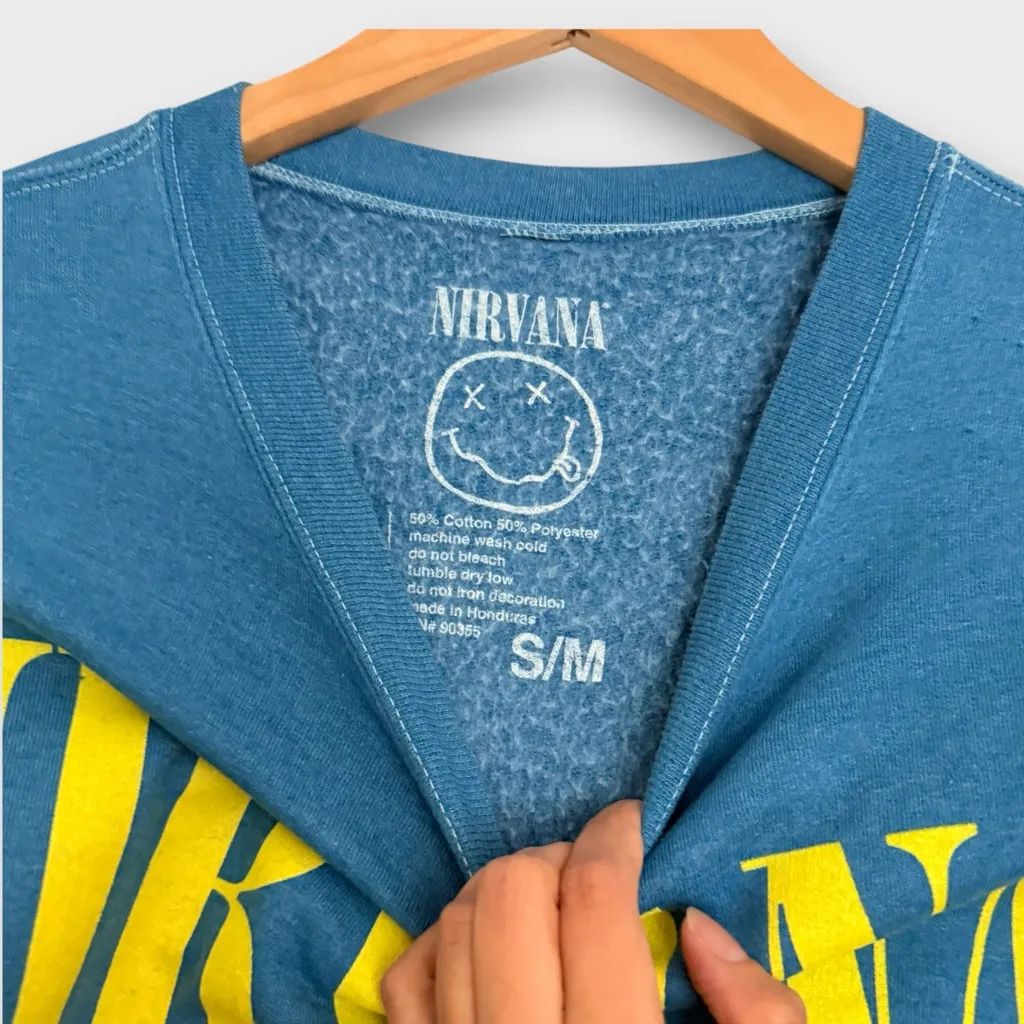 Nirvana Oversized Crewneck Sweatshirt Blue Tie Dye Print S/M - Image 5
